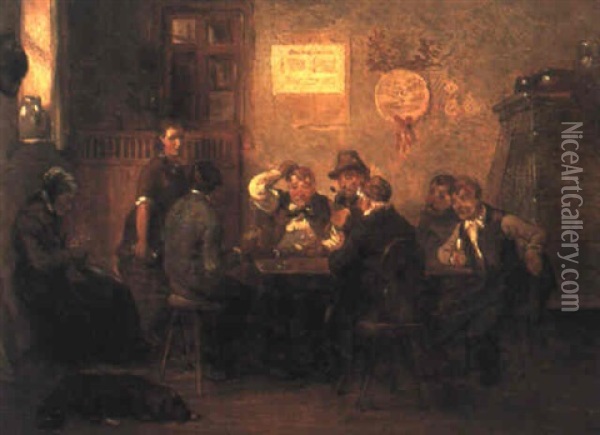 Kartenspieler Im Wirtshaus Oil Painting - Hugo Wilhelm Kauffmann