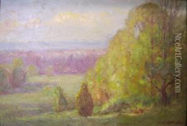 Brown County Autumn Panoramic Landscape Oil Painting - Theodore Clement Steele