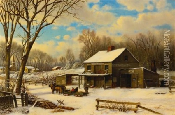Winter Morning Oil Painting - Robert M. Decker