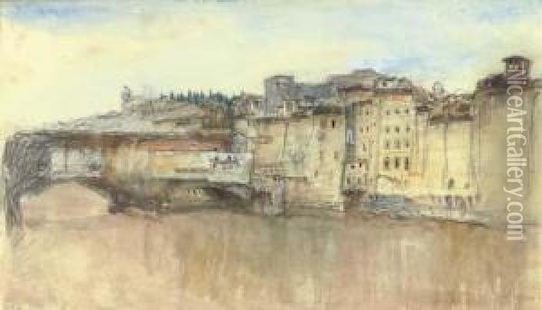Ponte Vecchio, Florence, Italy Oil Painting - John Ruskin