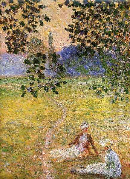 Evening in the Meadow at Giverny (detail) Oil Painting - Claude Oscar Monet