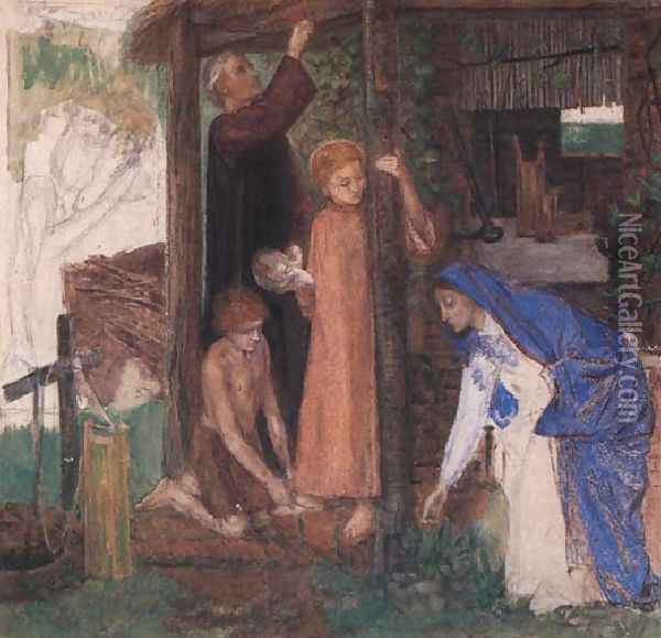 The Passover in the Holy Family: Gathering Bitter Herbs Oil Painting - Dante Gabriel Rossetti