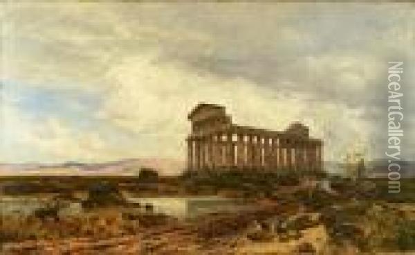 Ansicht Des Cerestempel In Paestum / Italien Oil Painting - Hans Von Bartels