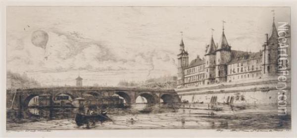 Le Pont Au Change, Paris Oil Painting - Charles Meryon