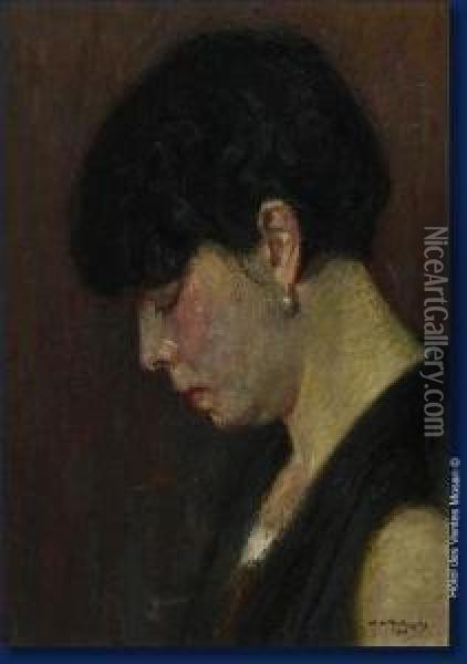 Femme De Profil Oil Painting - Mieczyslaw Rakowski