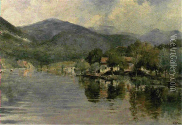A North Italian Lake Scene Oil Painting - Charles James Fox
