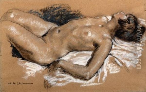Reclining Nude Oil Painting - Charles Auguste Edelmann
