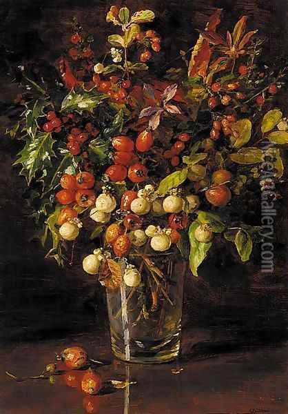 Autumn berries Oil Painting - Catherine M. Wood