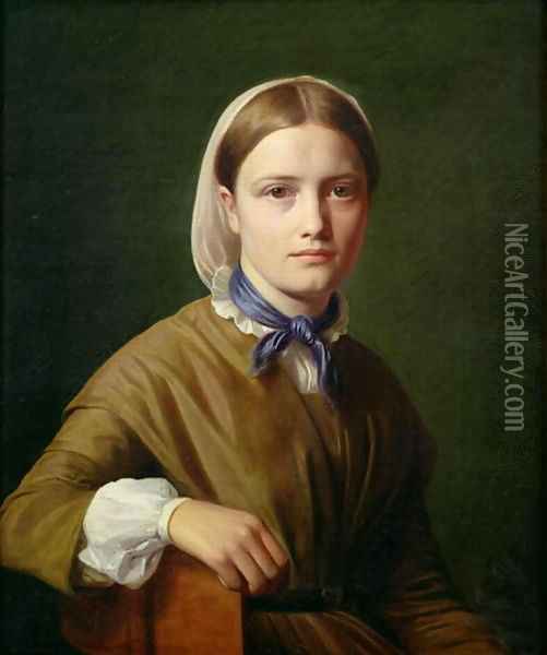 Portrait of Christianne Kobke Oil Painting - Constantin Hansen