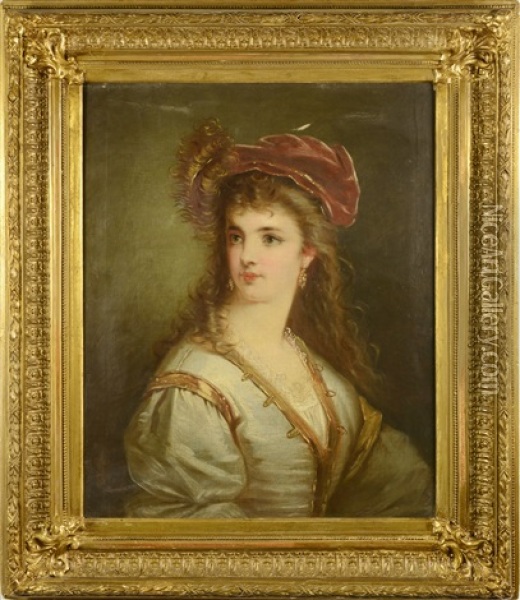 Portrait Of A Noblewoman Oil Painting - Amos Cassioli