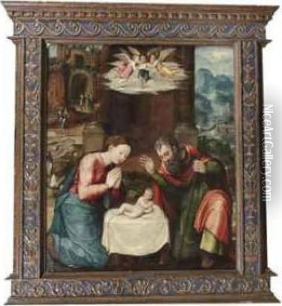 The Nativity Oil Painting - Maerten van Heemskerck