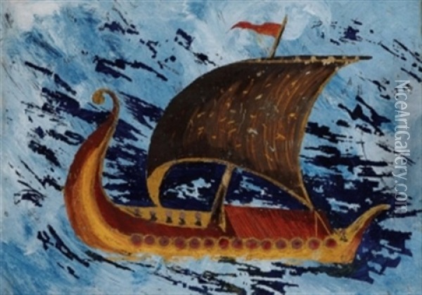 Segelschiff Oil Painting - Oskar Schlemmer