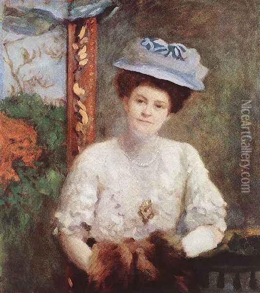 Portrait of Mrs. Vilmos Grunwald 1908 Oil Painting - Karoly Ferenczy