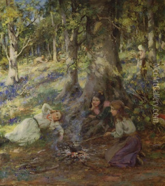 Woodcutters Children Oil Painting - William Stewart MacGeorge