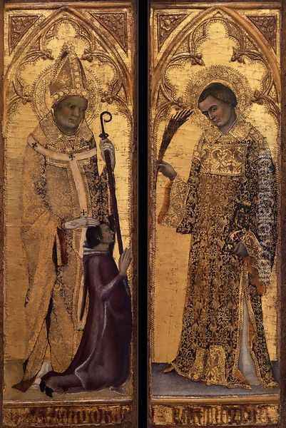 St Hermagoras and a Donor; St Fortunatus c. 1345 Oil Painting - Matteo Giovanetti