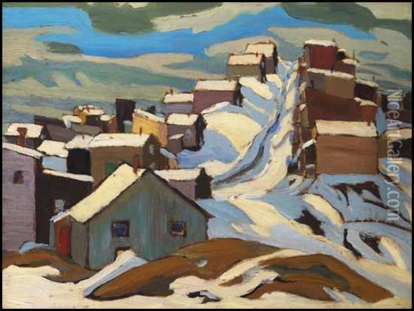 Village In Snow Oil Painting - Frederick Grant Banting