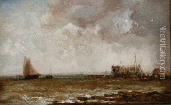 A Beach Near Calais Oil Painting - James Webb