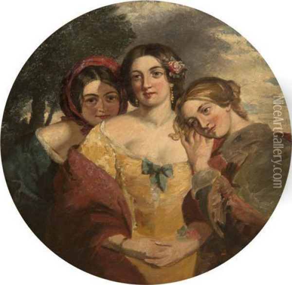 Portrait Of Three Ladies Oil Painting - Charles Baxter