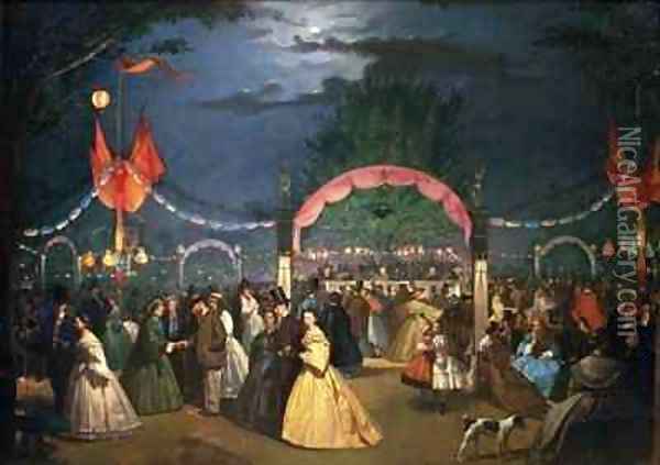 Dance Night in the Paradise Public Gardens, Madrid Oil Painting - Rafael Botella y Coloma
