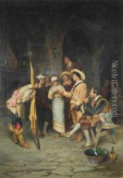 Interno Con Figure In Abiti Antichi Oil Painting - Publio Tommasi