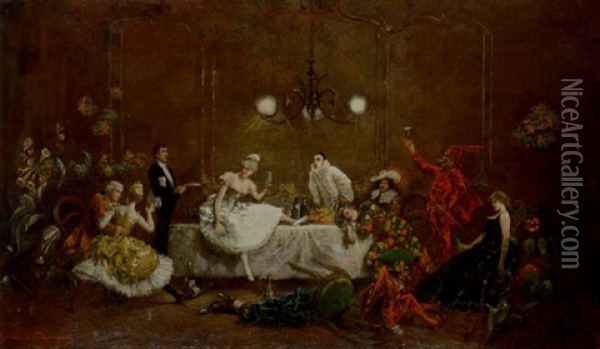 The Masked Ball Oil Painting - Theodore Levigne