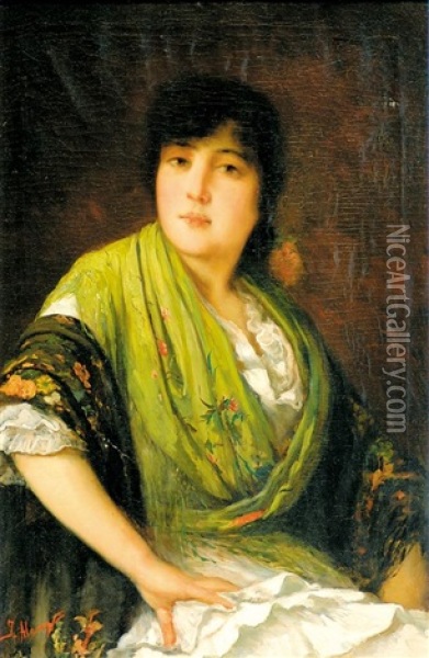 Spanish Beauty Oil Painting - Jose Maria Alarcon