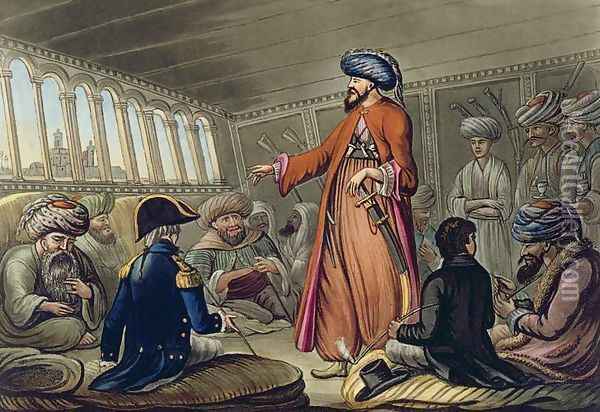 A Mameluke Delivering a Message from Mourad Bey, engraved by Joseph Constantine Stadler (fl.1780-1812) published by I. White, London, 1801 Oil Painting - Cooper Willyams