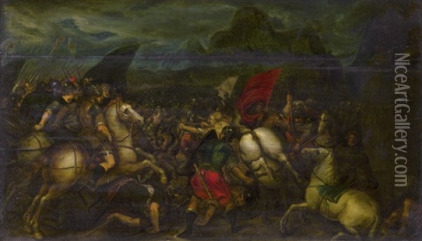 Reiterschlacht Einer Romischen Legion Oil Painting - Jacques Courtois