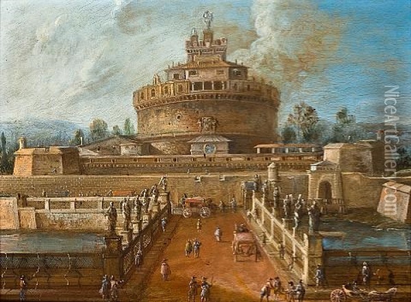 A View Of Castel Sant'angelo, Rome Oil Painting - Hendrick Frans van Lint