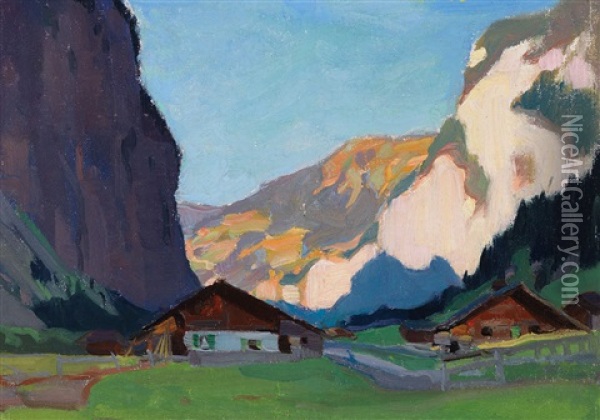In The Alps Oil Painting - Clarence Alphonse Gagnon