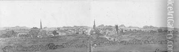 Panoramic View Of Leicester Oil Painting - John Baverstock Knight
