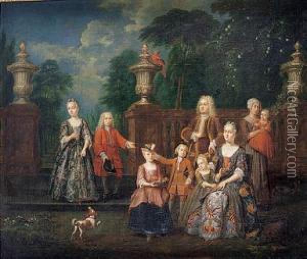Retrato De Familia En Un Parque Oil Painting - Jan Josef, the Elder Horemans