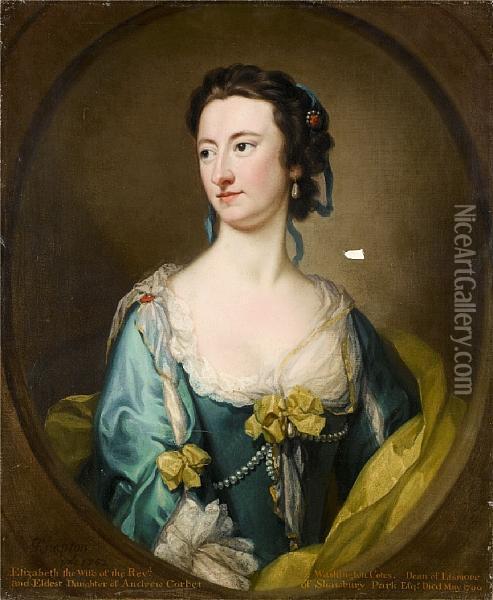 Portrait Of Elizabeth Washington Cotes Oil Painting - George Knapton