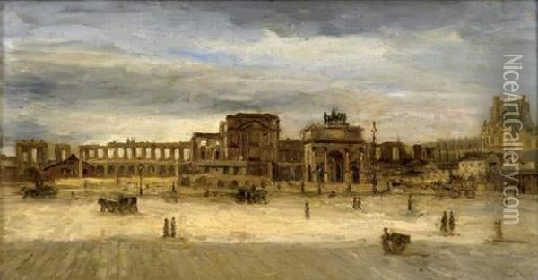 Ruines Des Tuileries Oil Painting - Albert Bartholome
