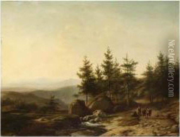 A Traveller In A Mountainous Landscape Oil Painting - Cornelis Lieste