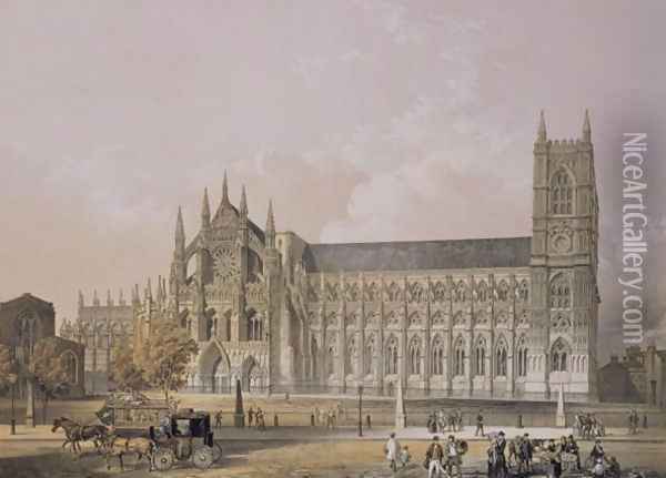 Westminster Abbey, pub. 1852 Oil Painting - Edmund Walker
