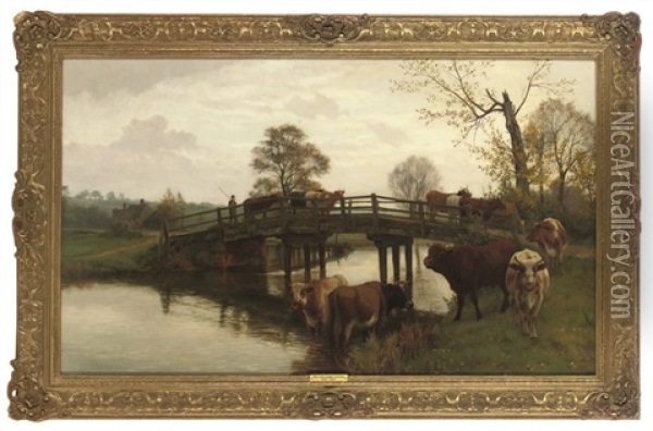 Dedham Bridge Oil Painting - William Sidney Cooper