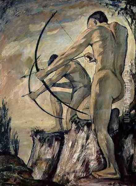 The Archers Oil Painting - Rudolf Eugen Stumpf