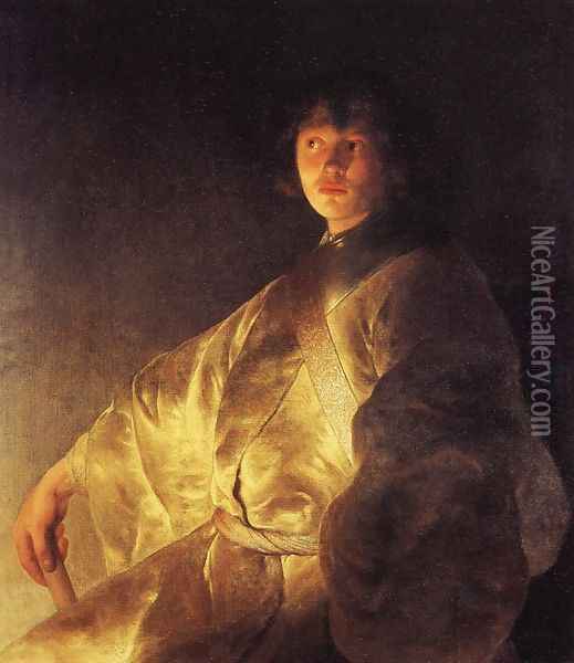 Self-Portrait in a Yellow Robe Oil Painting - Jan Lievens