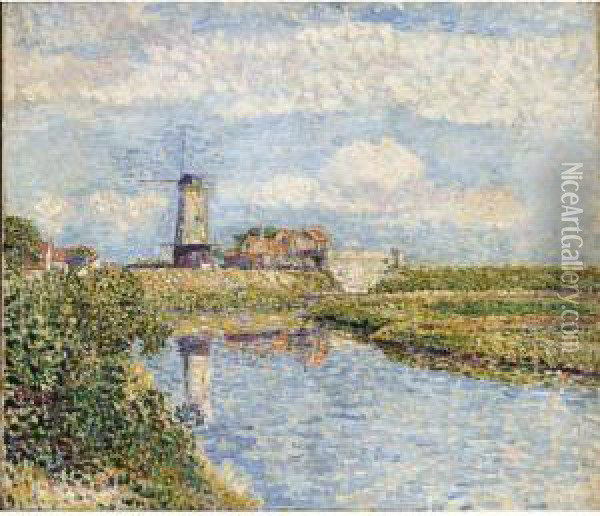 Landscape With A Mill Near Sluis Oil Painting - Paul Baum