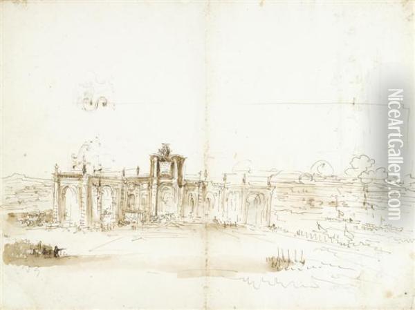 View Of The Harbour Of Livorno Oil Painting - Stefano della Bella