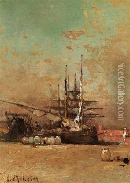 Orientalische Hafenszene Oil Painting - Jean d' Alheim