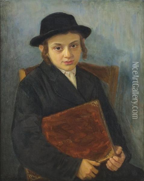 Portrait Of A Jewish Boy Oil Painting - Lazar' Leibovich Krestin