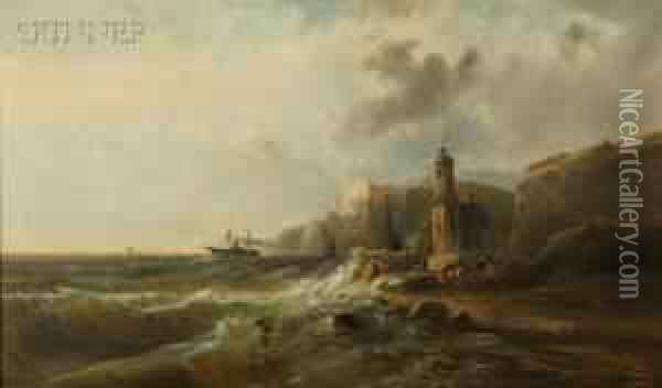 Coastal Scene Oil Painting - Franz Emil Krause