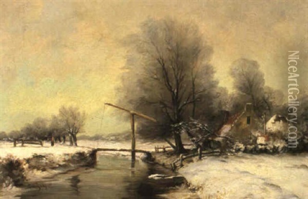 Hollandische Winterlandschaft Oil Painting - Louis Apol