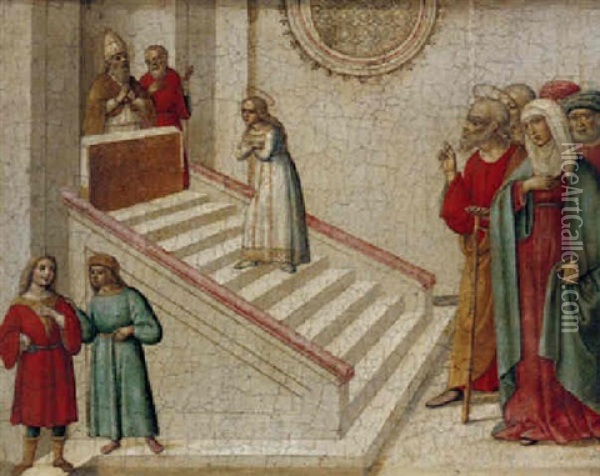 The Presentation Of The Virgin Oil Painting - Girolamo di Benvenuto del Guasta