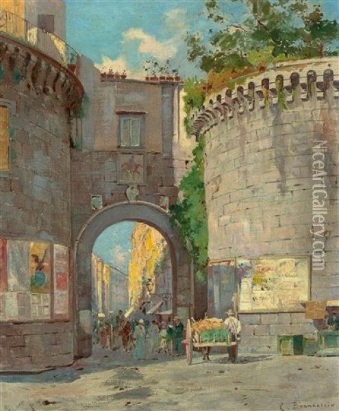 Porta Nolana,  Naples Oil Painting - Carlo Brancaccio