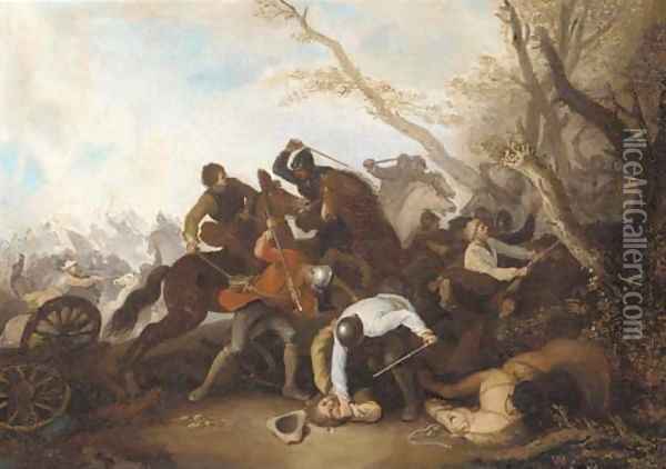 A cavalry engagement Oil Painting - Georg Philipp Rugendas I