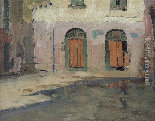 Una Piazza Di Varazze Oil Painting - Vettore Zanetti-Zilla