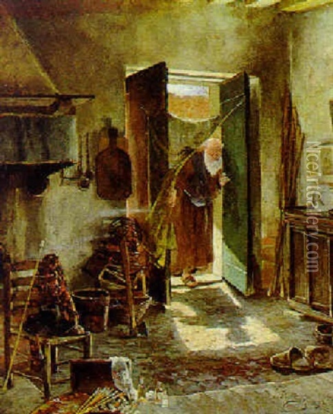 Der Neugierige Monch Oil Painting - Friedrich von Puteani